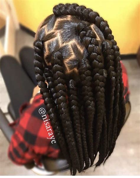 The geometry associated with parting the hair this way can only be hailed. 25 Big Box Braids That Will Make You Stand Out of The Crowd