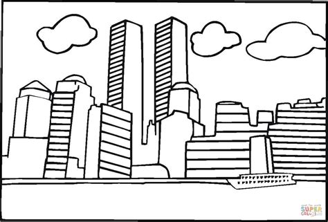 World Trade Center Wtc Before Twin 9 11th Coloring Page