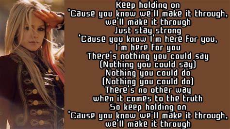 Avril Lavigne ~ Keep Holding On ~ Lyrics Youtube