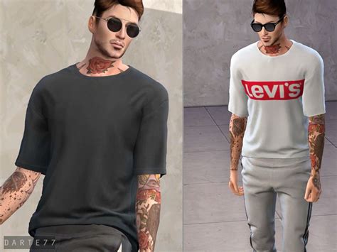 Darte77s Loose Fit T Shirt Fixed Sims 4 Men Clothing Sims 4 Male