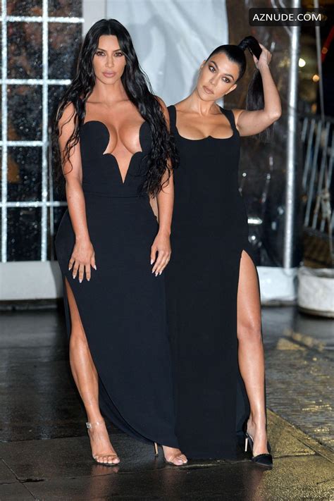 kim kardashian sexy with sister kourtney kardashian at the amfar gala fall winter 2019 in new