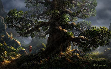 Amazing Tree In Fantasy Land Hd Wallpaper Background Image