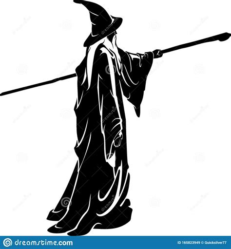 Wizard Silhouette Casting Spell Stock Vector Illustration Of Play