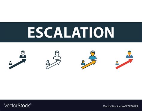 Escalation Icon Set Premium Symbol In Different Vector Image