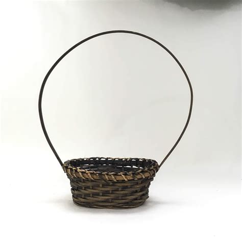 Dark Brown Wicker Basket Small Basket And Big Handle Etsy