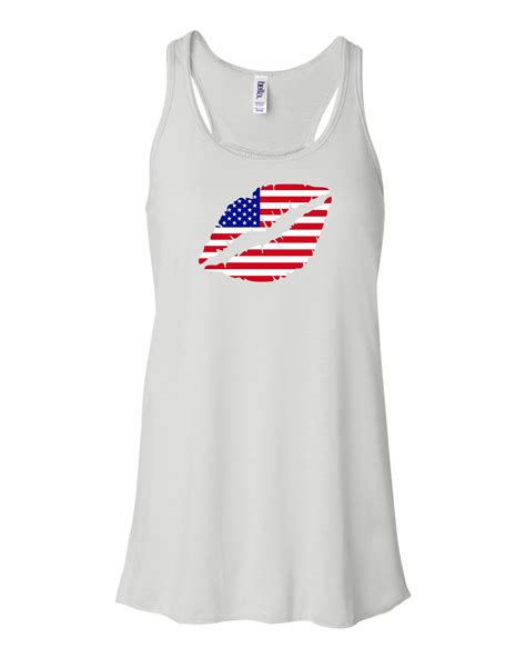 American Flag Lips 4th Of July Patriotic Clothing Women Flowy Racerback Tank Top Ebay