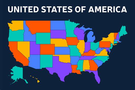 Colorful United States Of America Map Chart Ubicacion