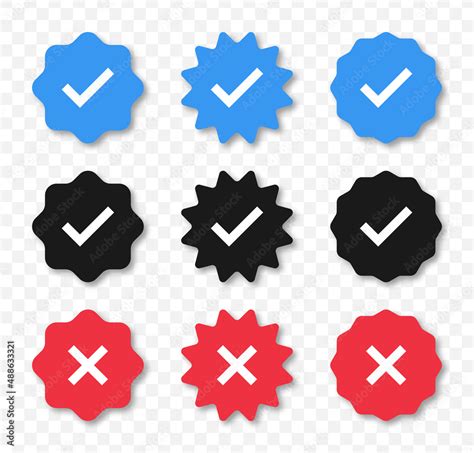 Vecteur Stock Profile Verification Check Marks Icons Verified And