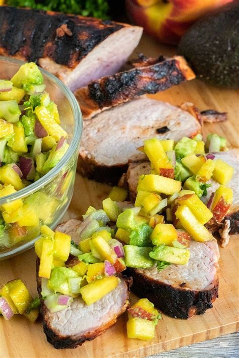 Learn how to cook pork tenderloin with no marinating required. Grilled Pork Tenderloin with Avocado Peach Salsa | Grilled pork tenderloin recipes, Pork ...
