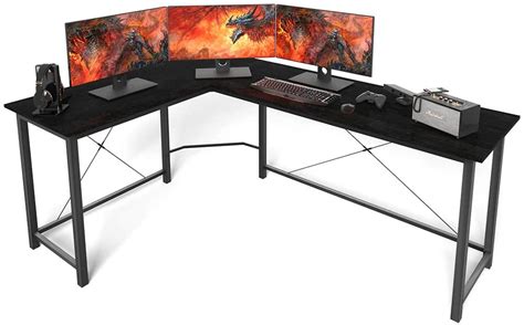 Coleshome L Shaped Gaming Desk Corner Computer Desk 66 Sturdy Home