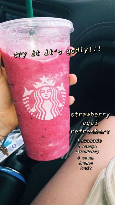 Strawberry Açaí Refresher Lemonade 🌼 In 2021 Iced Starbucks Drinks