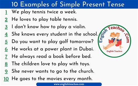 10 Examples Of Simple Present Tense Sentences Englishteachoo