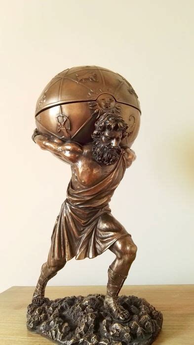 Atlas was the titan god who bore the sky aloft. Frenzied detailed statue of the Greek god Atlas - With ...