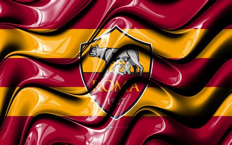 Download Wallpapers As Roma Flag 4k Purple And Yellow 3d Waves Serie