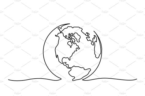 Globe Of The Earth One Line Drawing Creative Daddy