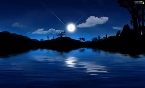 Star Reflection Lake Moon Night For Phone Wallpapers 1920x1170