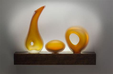 Monolito Lighting Sculpture By Bernard Katz Glass Wall Mounted Lighted Glass Sculptures