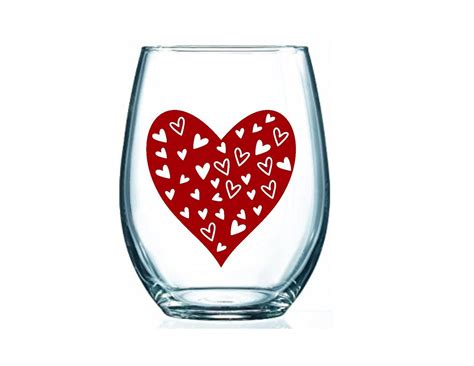 Heart Stemless 15 Ounce Valentine S Day Glass Wine Glass Stemless Wine Glasses Glass