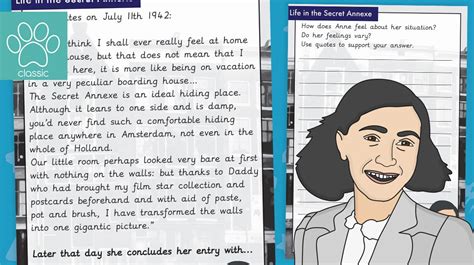A Day In The Life Of Anne Frank Comprehension With Questions Copy