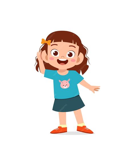 Premium Vector Little Girl Standing And Try To Hear Sound