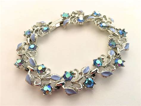 Vintage Rhinestone Bracelet S Vintage Jewelry Aqua Blue Etsy