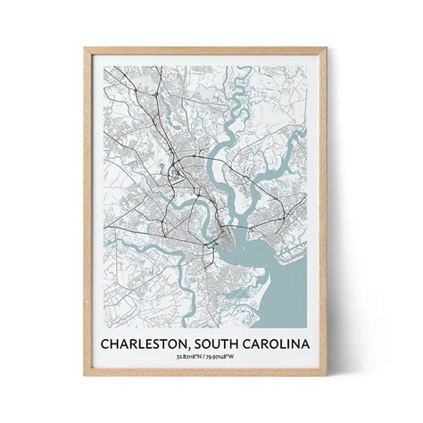 Charleston South Carolina Map Poster Your City Map Art Positive Prints