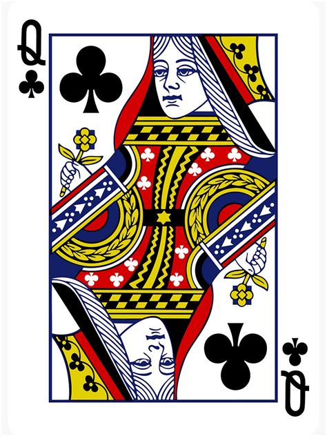 Queen Of Clubs Playing Card Sticker By Vladocar Redbubble