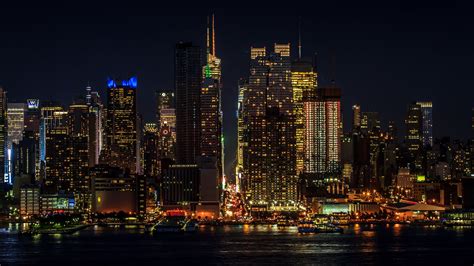 Free Download Wallpaper Cityscape Night New York Manhattan Skyscrapers