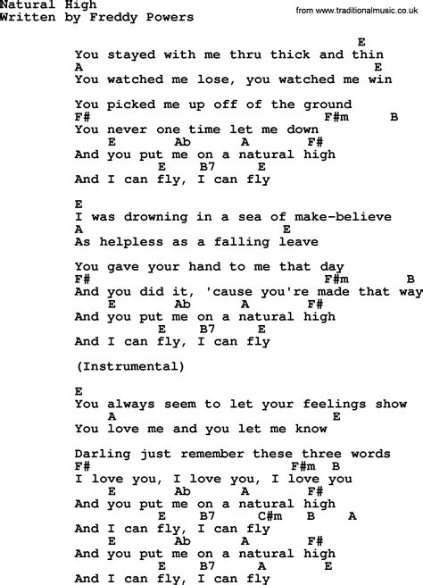 Merle Haggard Song Natural High Lyrics And Chords Lyrics And Chords Merle Haggard Lyrics