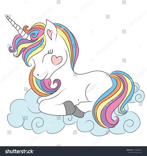 Cartoon Unicorn On Cloud Vector Stock Vector Royalty Free 1556066021
