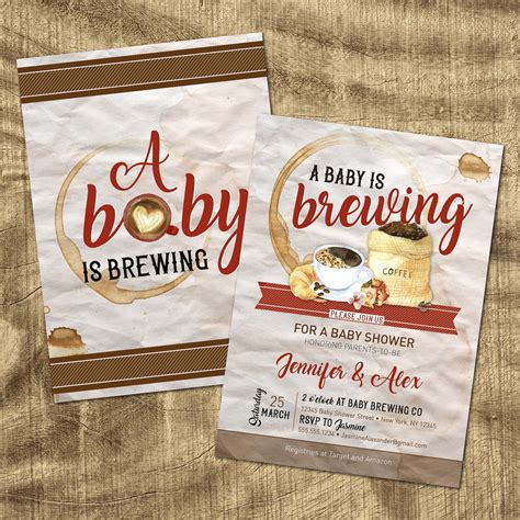 Coffee Theme Baby Shower A Baby Is Brewing Invitation Co Ed Etsy Uk