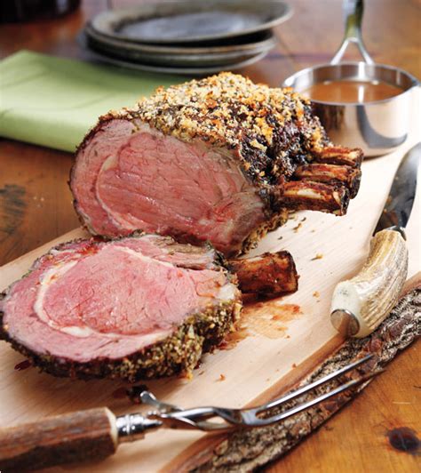 Herb Crumbed Beef Rib Roast With Red Wine Gravy