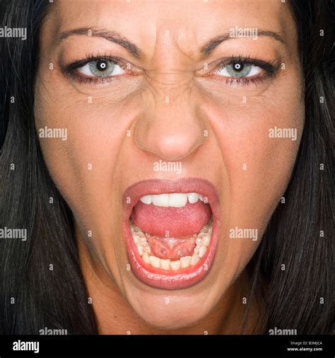 Young Woman Screaming Portrait Close Up Stock Photo Alamy