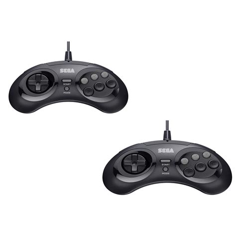 2 X Sega Genesis Black 8 Button Arcade Usb Controller Pad Retro Bit