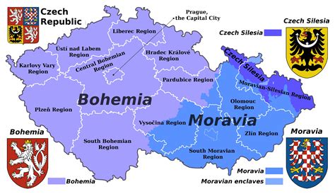 Bohemia Moravia And Silesia On The Map Of Czech Republic