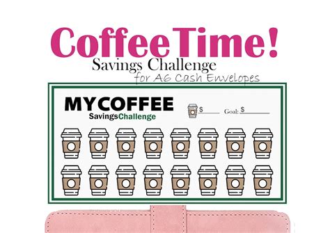 Coffee Savings Challenge Printable Budget Binder Insert Fits A6 Cash
