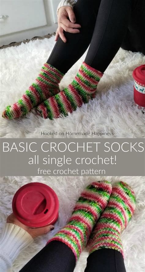 Basic Crochet Socks Pattern Hooked On Homemade Happiness