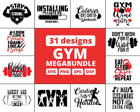 31 gym svg bundle fitness svg instant download workout etsy
