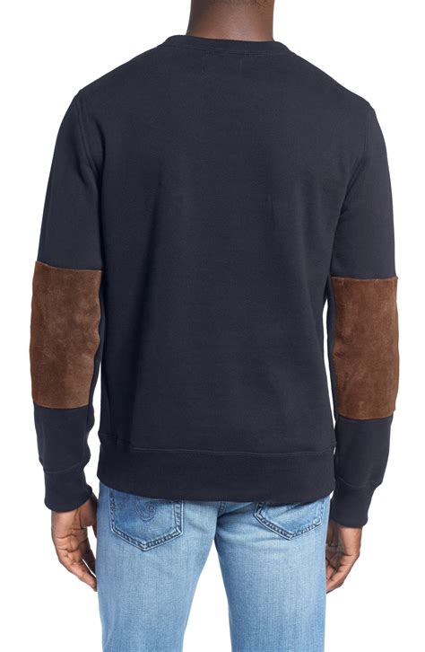 Billy Reid Dover Crewneck Sweatshirt With Leather Elbow Patches Nordstrom