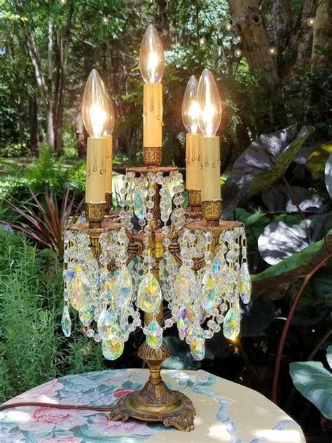 It arrived intact and with all pieces attached and looks quite nice when all lit up. Antique Electric Candelabra, Vintage Crystal Candelabra ...