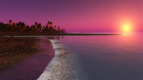 3840x2160 Digital Coastal Beach Sunset 4k Hd 4k Wallpapers