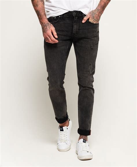 Mens Skinny Jeans In Dark Grey Superdry