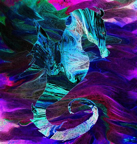 Seahorse In A Lightning Storm Digital Art By Abstract Angel Artist