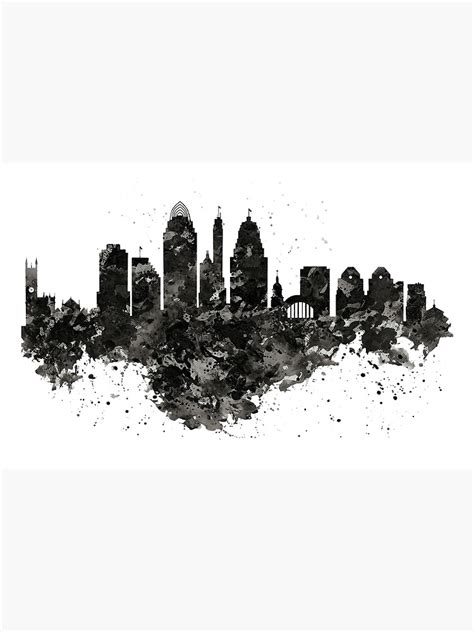 Cincinnati Skyline Black And White Poster For Sale By Caracatita75