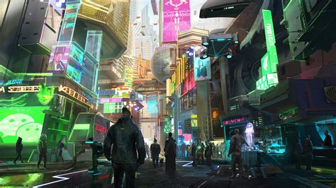 Download Hologram Street Sci Fi Cyberpunk Hd Wallpaper By Liang Mark