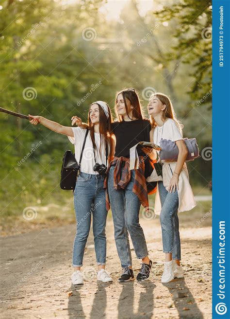 Groups Of Friends Camping In The Forest Stock Image Image Of Jeans