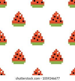 Pixel Watermelon Slices Vector Seamless Pattern Stock Vector Royalty