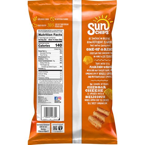 Buy Sunchips Harvest Cheddar Flavored Whole Grain Snacks 7 Oz Bag