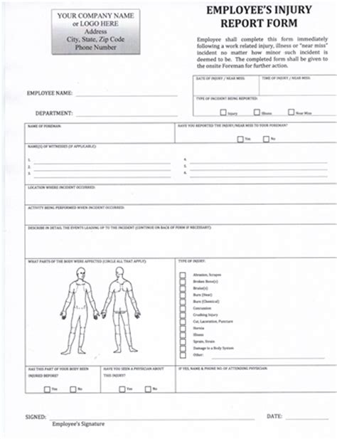Employee Accident Report Form 599 Download Now