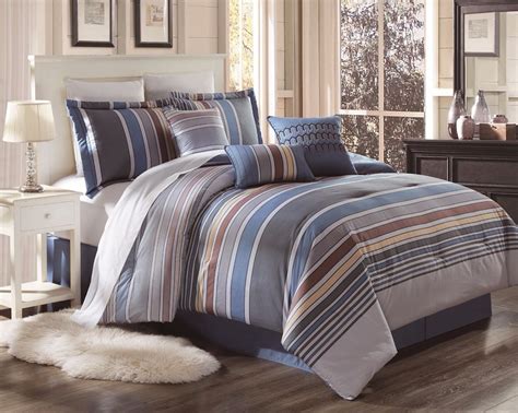 B Y332 3 Piece Striped Pattern Queen Cotton Duvet Cover Bed Set For